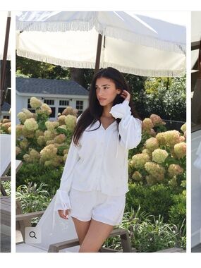 Waverles Jade Pearly Pleats Set in Dove | NWT Bridal Pajama | Button Up & Shorts